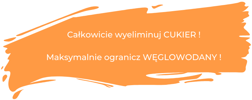 Całkowicie wyeliminuj cukier, maksymalnie ogranicz węglowodany.